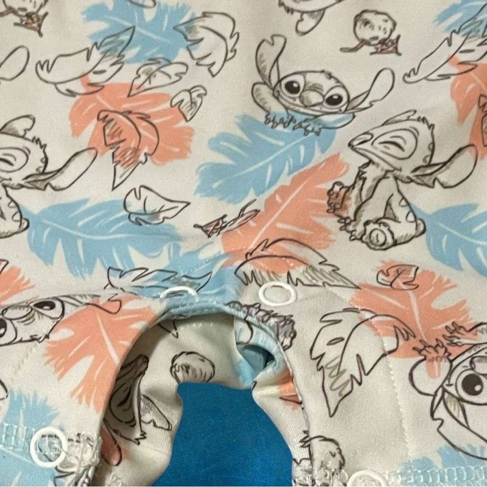 Disney Stitch Toddler Rashguard Swim Suit One Piece - Blue and Orange 12 months